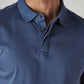Men's Solid Blue Slim Fit Redloop Interlock Polo T-shirt - Detail View