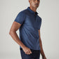 Men's Solid Blue Slim Fit Redloop Interlock Polo T-shirt - Side View