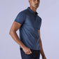 Men's Solid Blue Slim Fit Redloop Interlock Polo T-shirt - f631ac2c-de61-4595-a368-25c8082e861c View