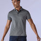 Men's Solid Grey Slim Fit Redloop Interlock Polo T-shirt - Front View