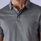 Men's Solid Grey Slim Fit Redloop Interlock Polo T-shirt - Detail View
