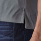 Men's Solid Grey Slim Fit Redloop Interlock Polo T-shirt - Detail View