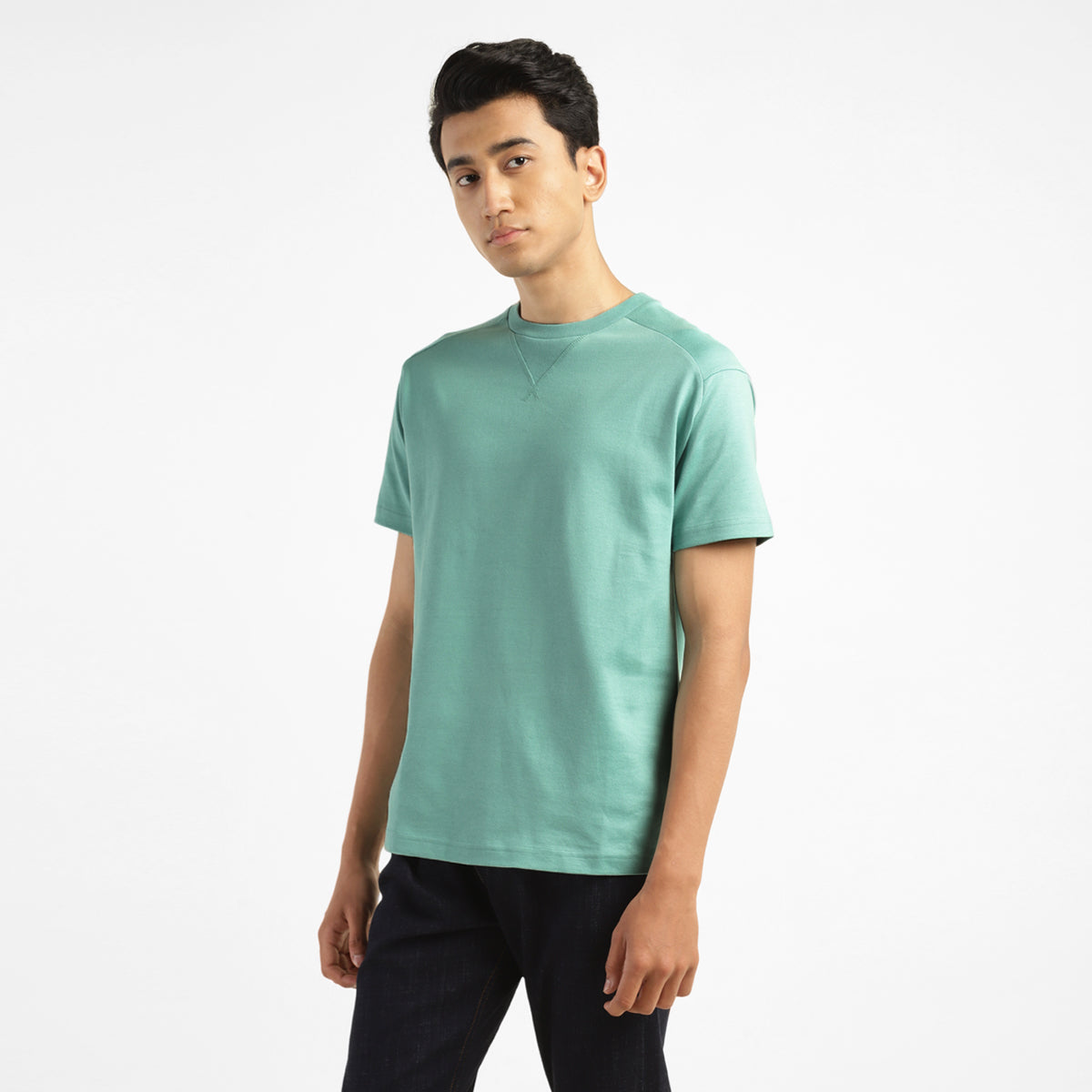Men's Solid Crew Neck T-shirt - Side View
