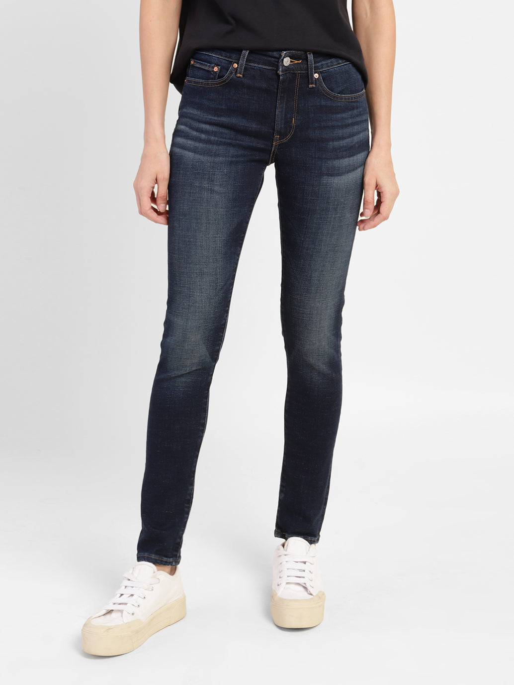 Women's 711 Blue Skinny Fit Mid Rise Jeans