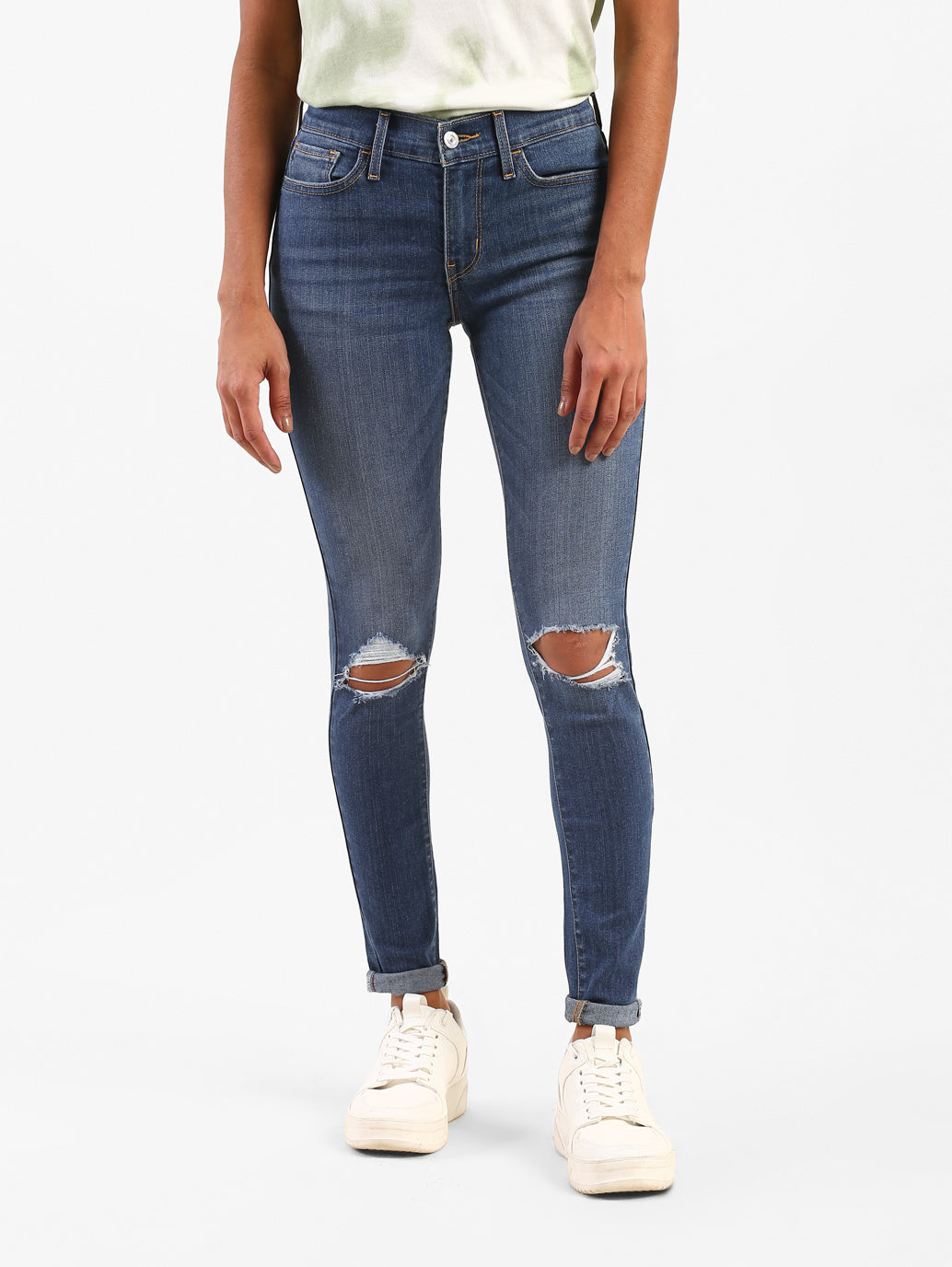 Women's 721 Blue Skinny Fit Mid Rise Jeans