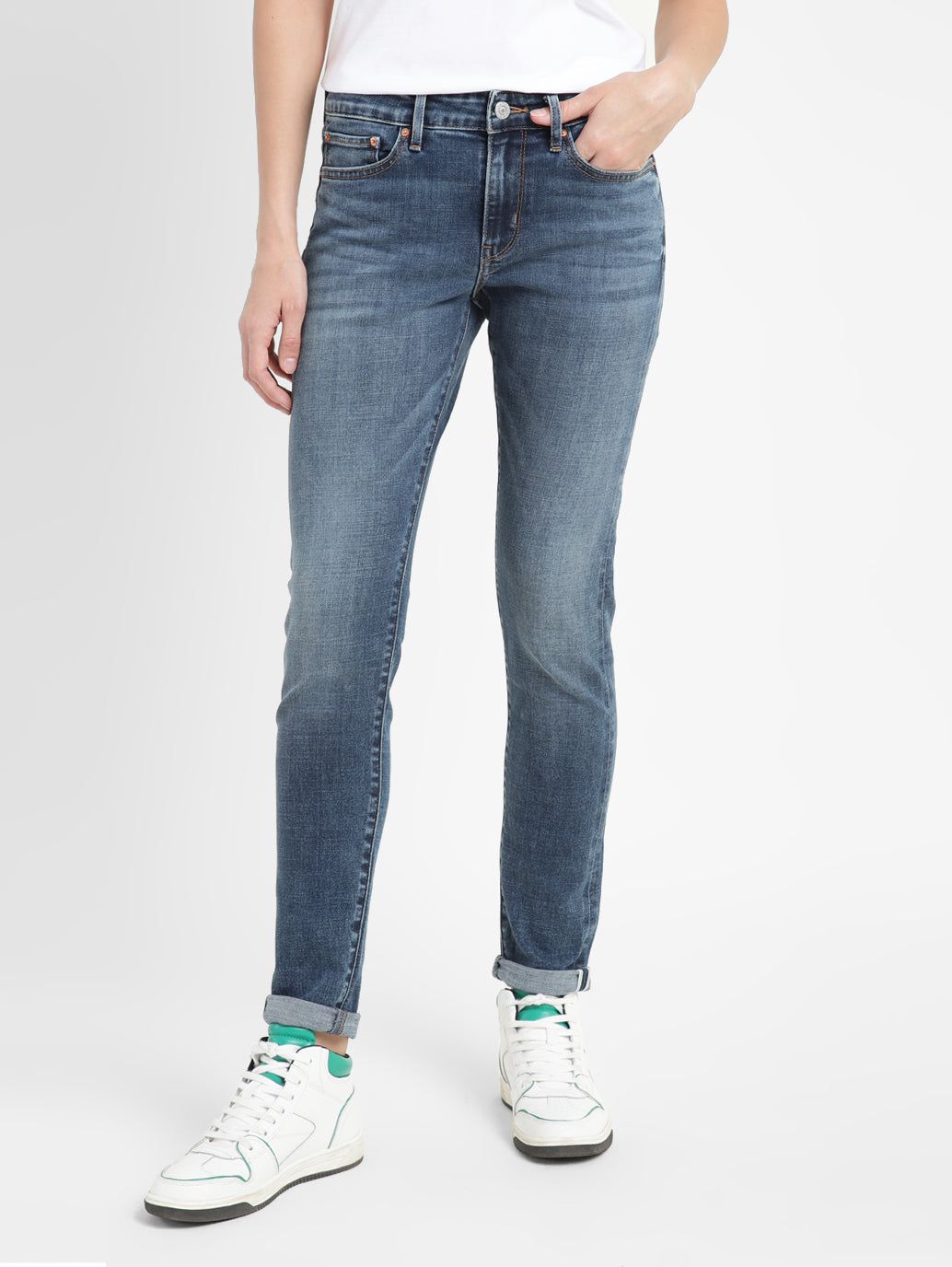 Women's 711 Blue Skinny Fit Mid Rise Jeans