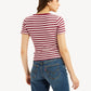 Women's Striped Red Round Neck Top - 84aca2c53ef7e5fb7231e9cc7158b56e View