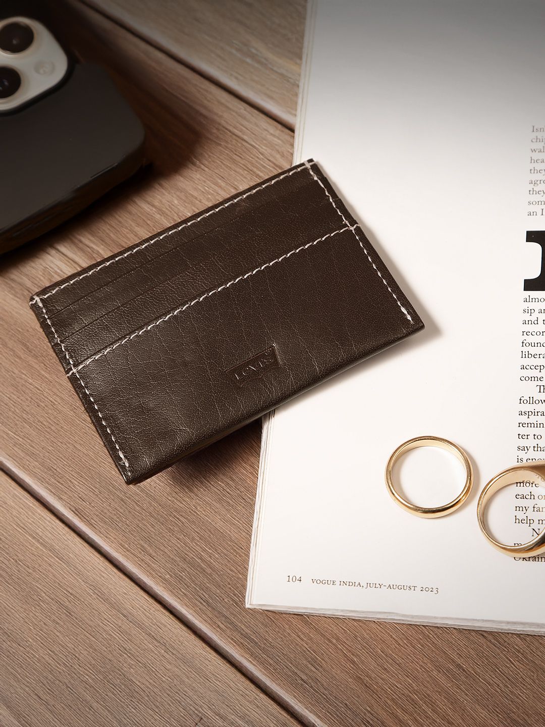 Men's Brown Solid Card Holder
