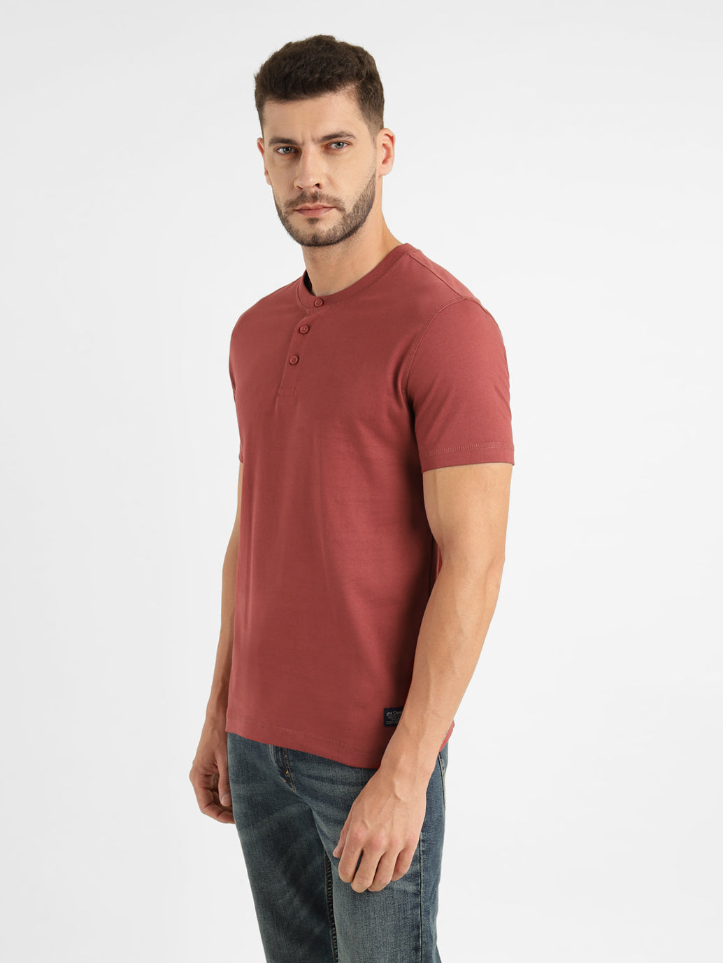 Men's Solid Henley T Shirt