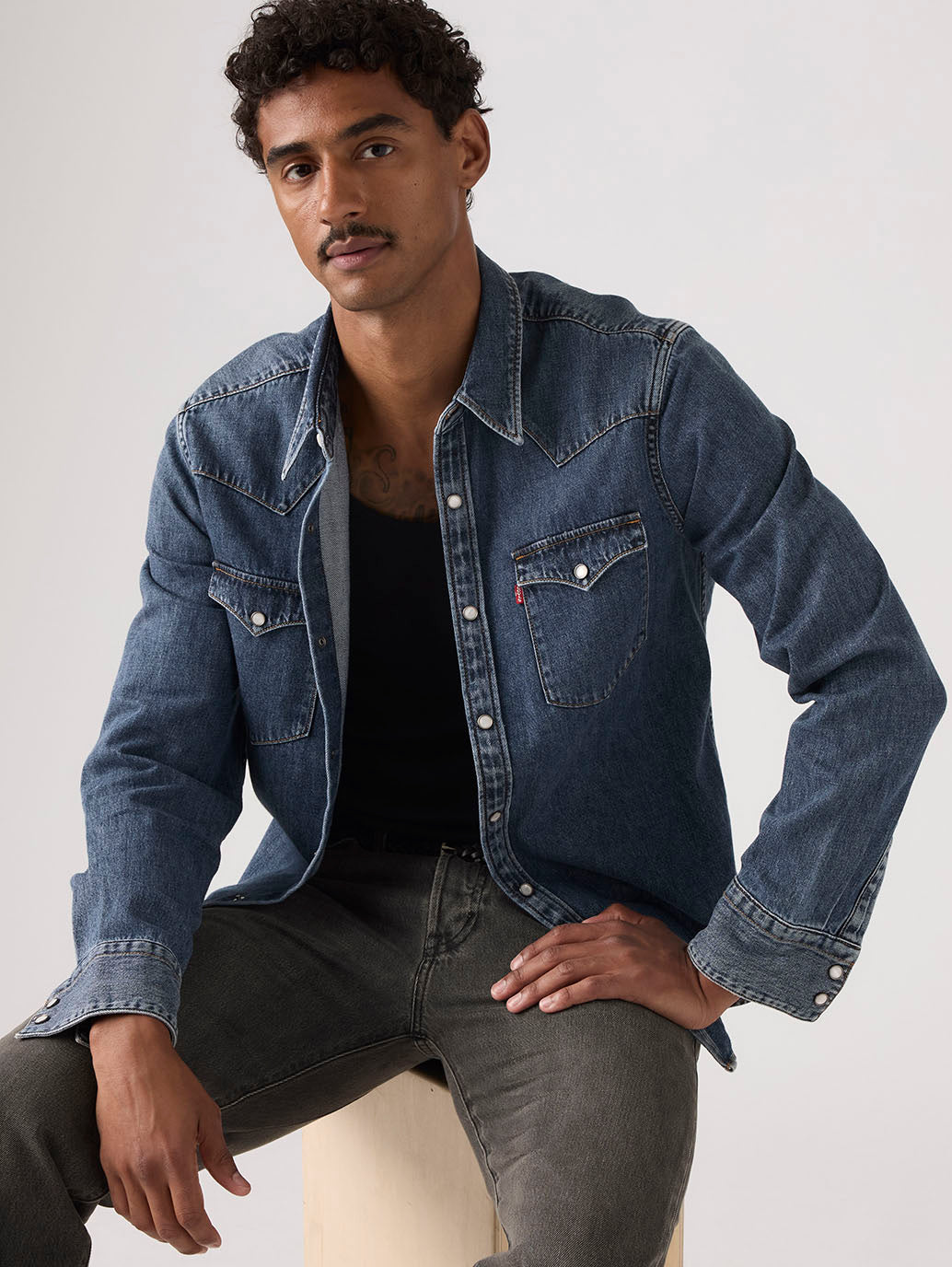 Men's Barstow Standard Fit Western Denim Shirt