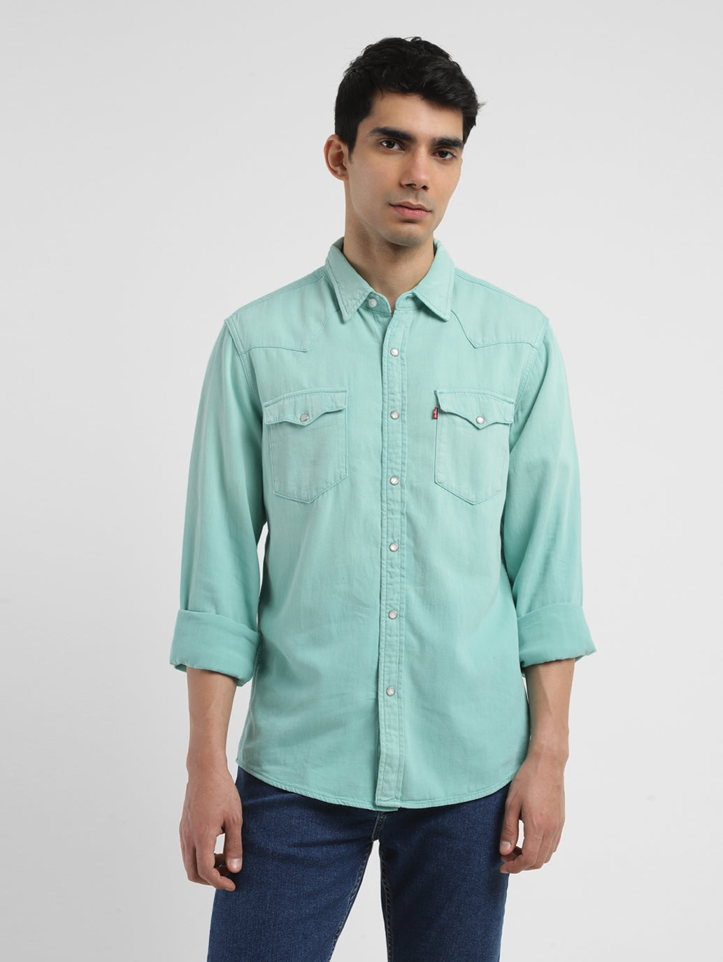 Men's Solid Spread Collar Shirt