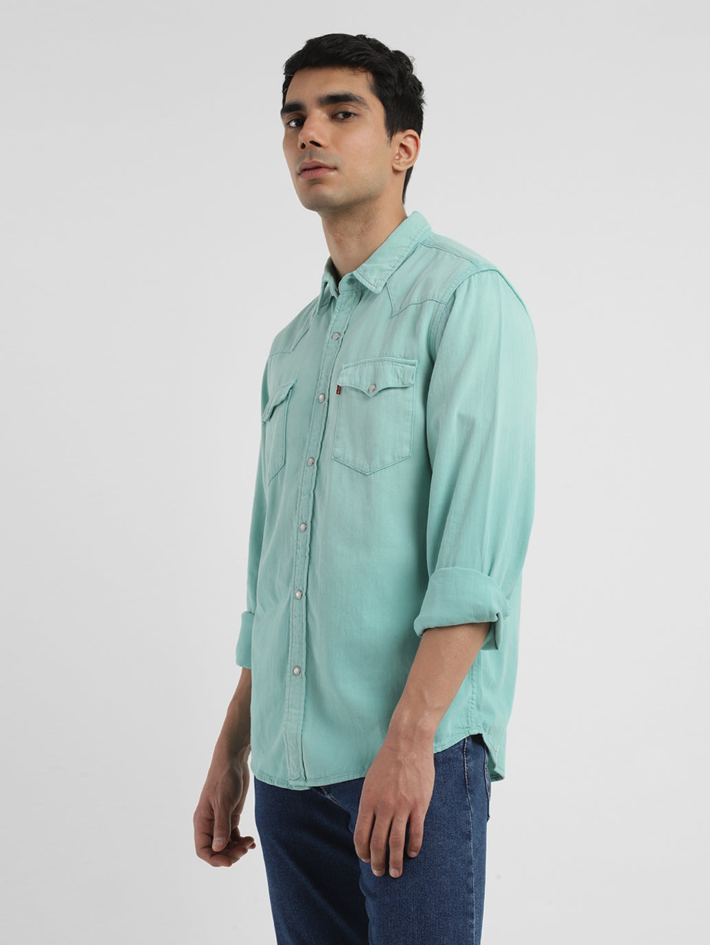 Men's Solid Spread Collar Shirt