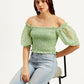 Women's Floral Green Off Shoulder Top - 85aa00e62f16027a60329b9ebf47beaa View