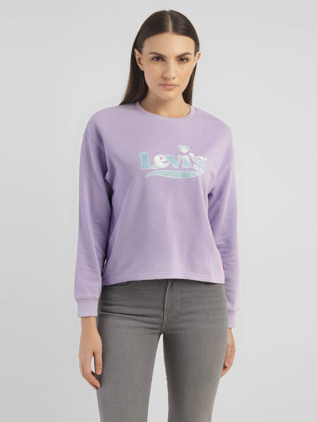 Women's Brand Logo Purple Crew Neck Sweatshirt