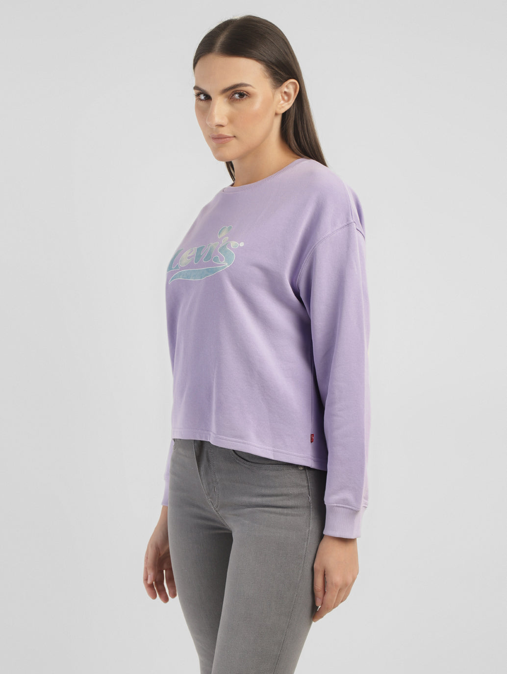 Women's Brand Logo Purple Crew Neck Sweatshirt