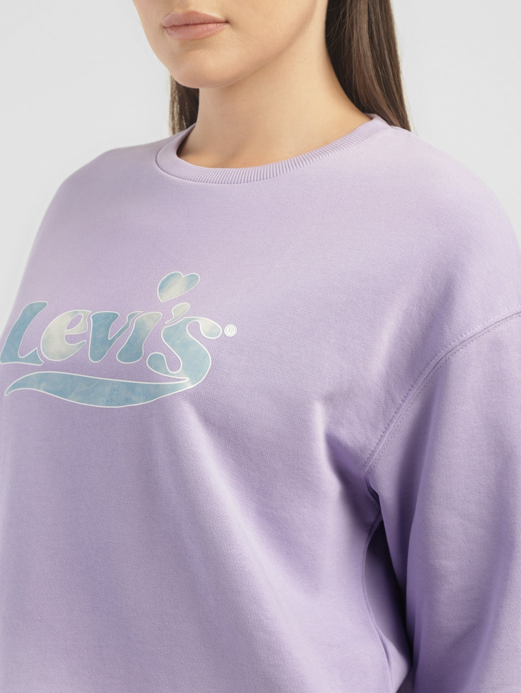 Women's Brand Logo Purple Crew Neck Sweatshirt