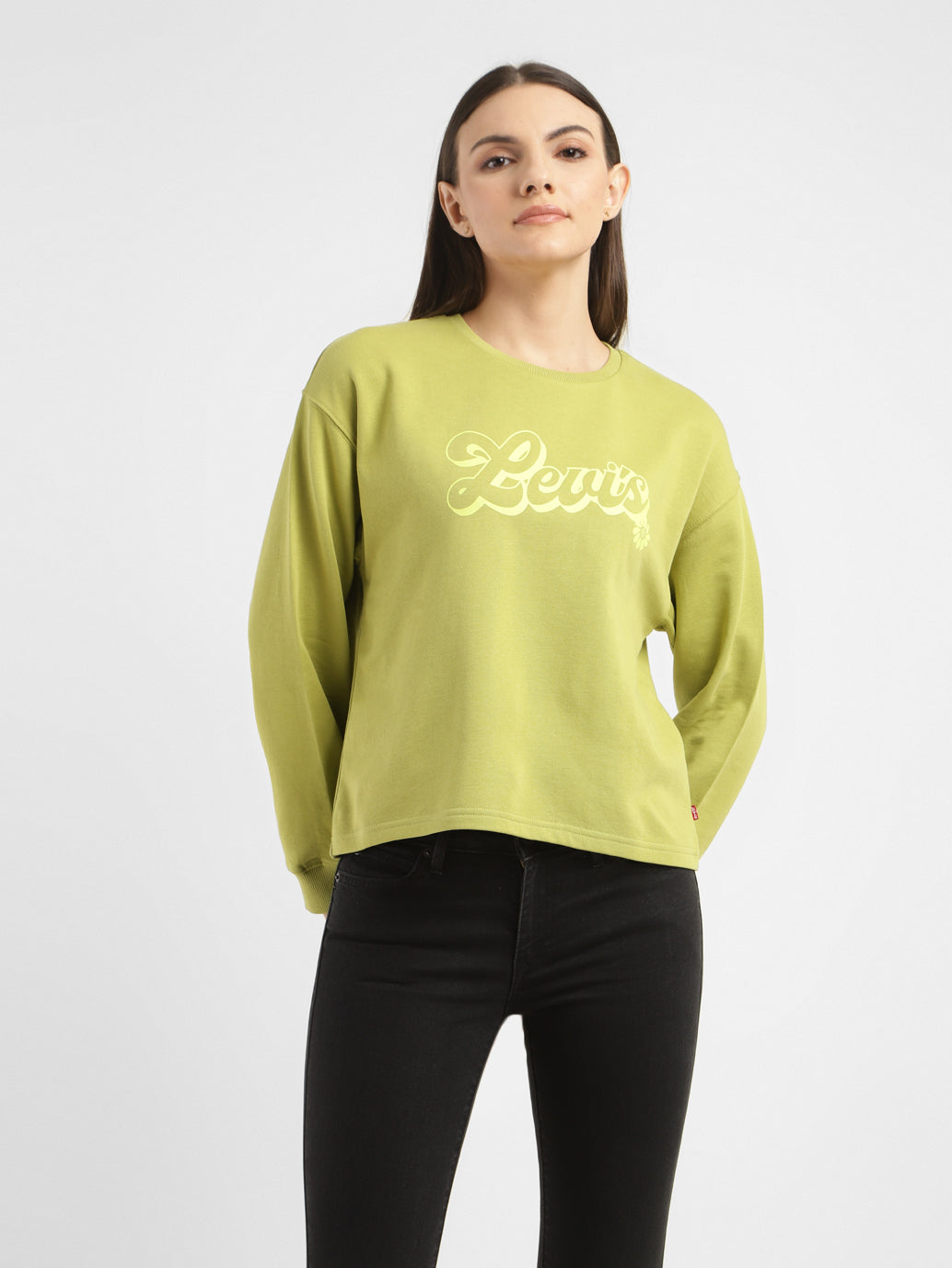 Women's Graphic Print Green Crew Neck Sweatshirt