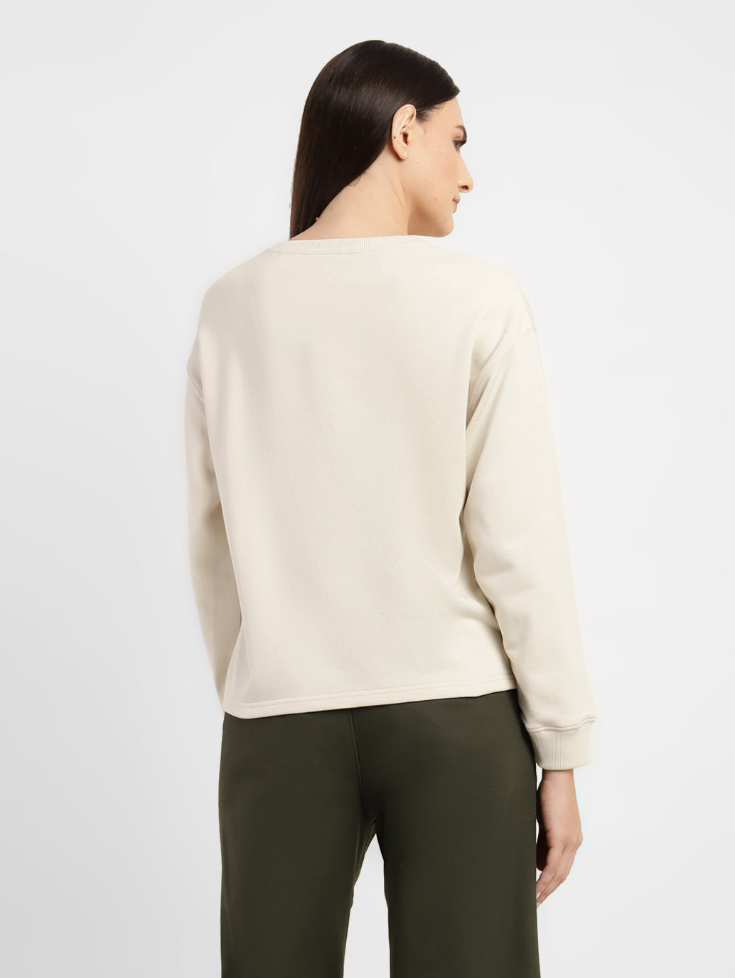 Beige crew outlet neck sweater women's