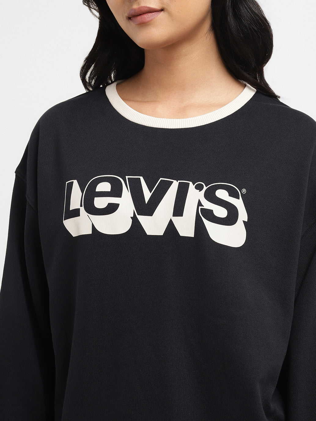 Women's Printed Crew Neck Sweatshirt - FrontDetails View
