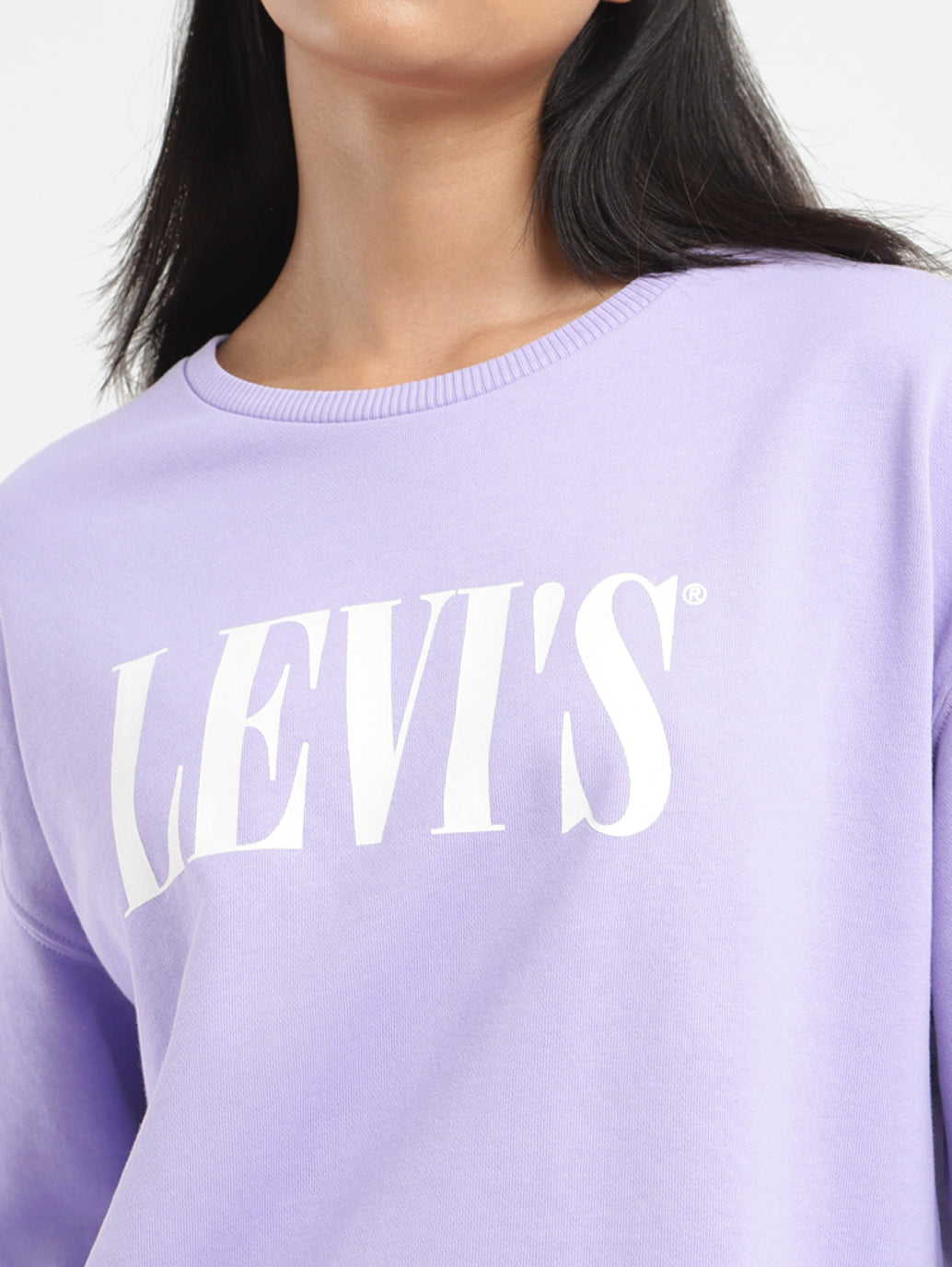 Women's Brand Logo Lilac Crew Neck Sweatshirt