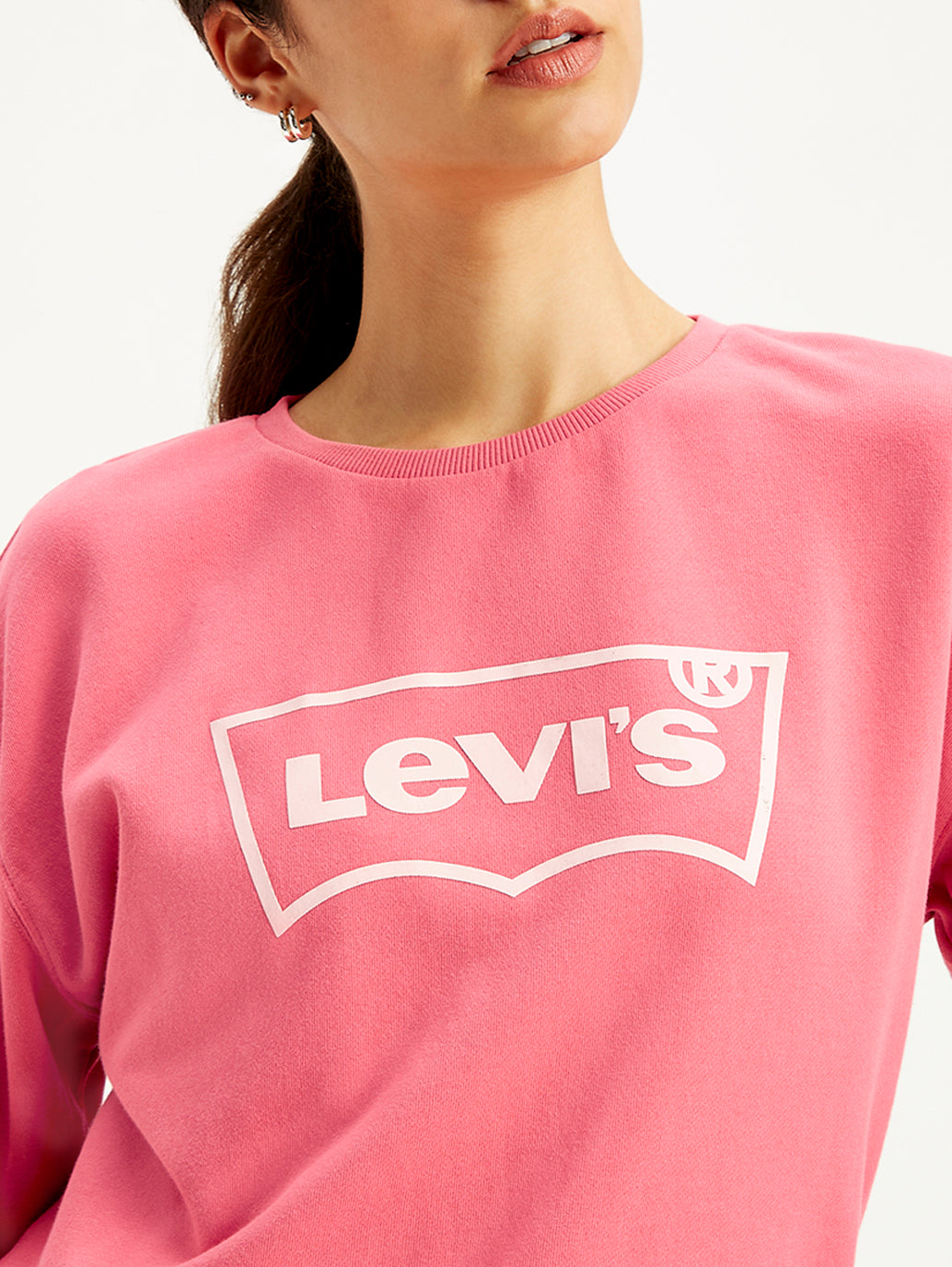 Women's Brand Logo Pink Crew Neck Sweatshirt