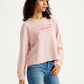 Women's Brand Logo Light-Pink Crew Neck Sweatshirt