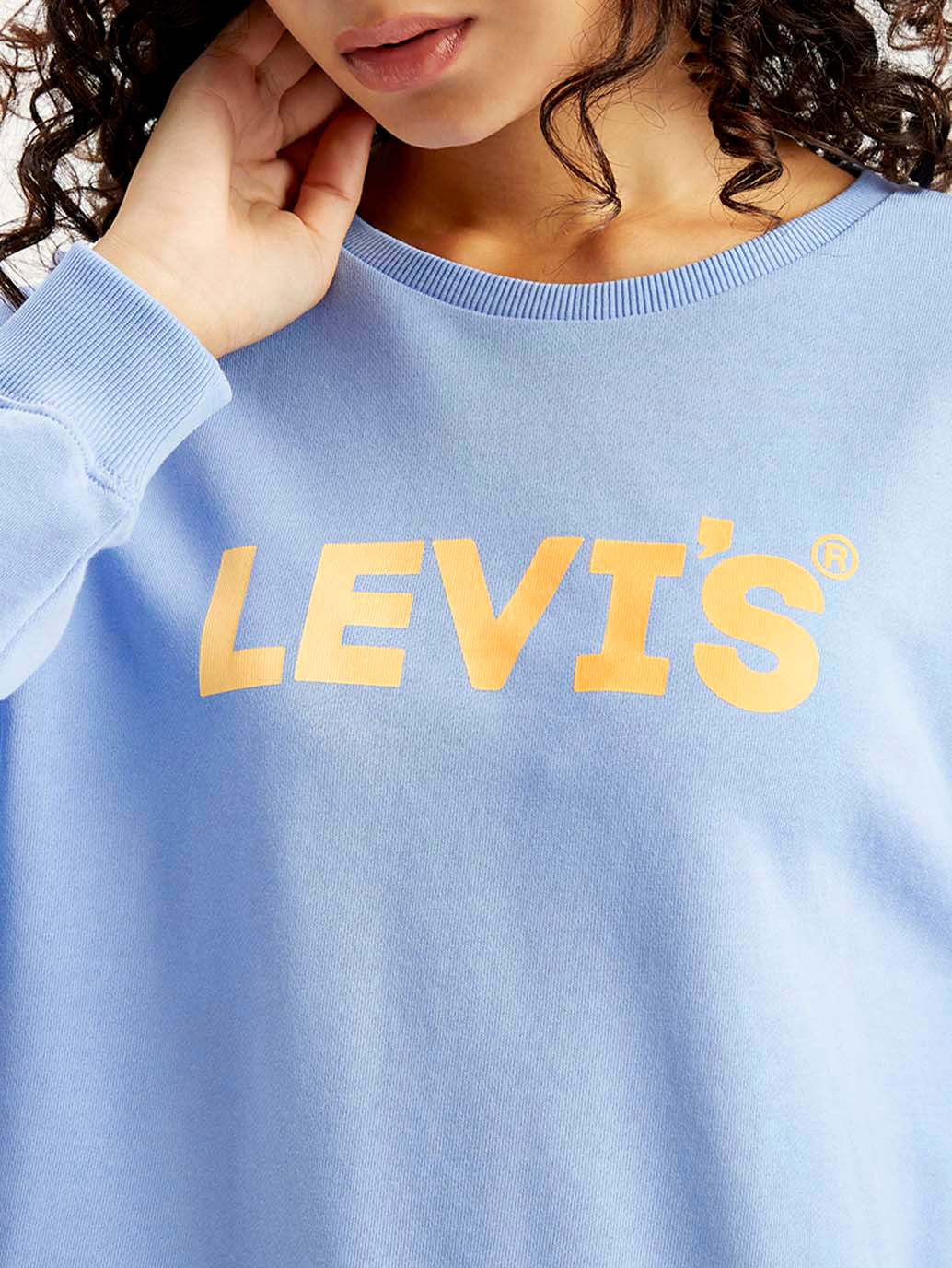 Women's Brand Logo Blue Crew Neck Sweatshirt