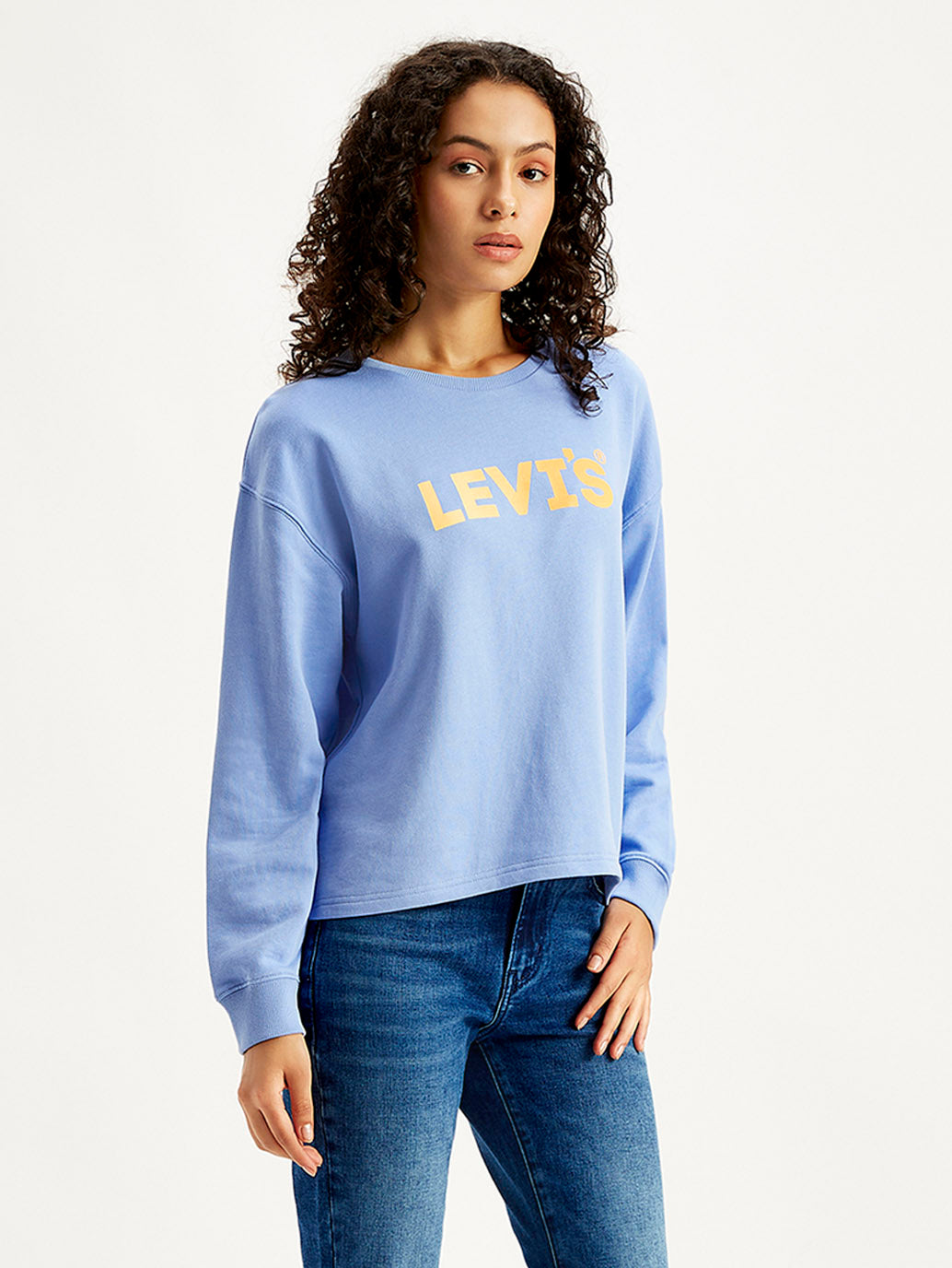 Women's Brand Logo Blue Crew Neck Sweatshirt – Levis India Store