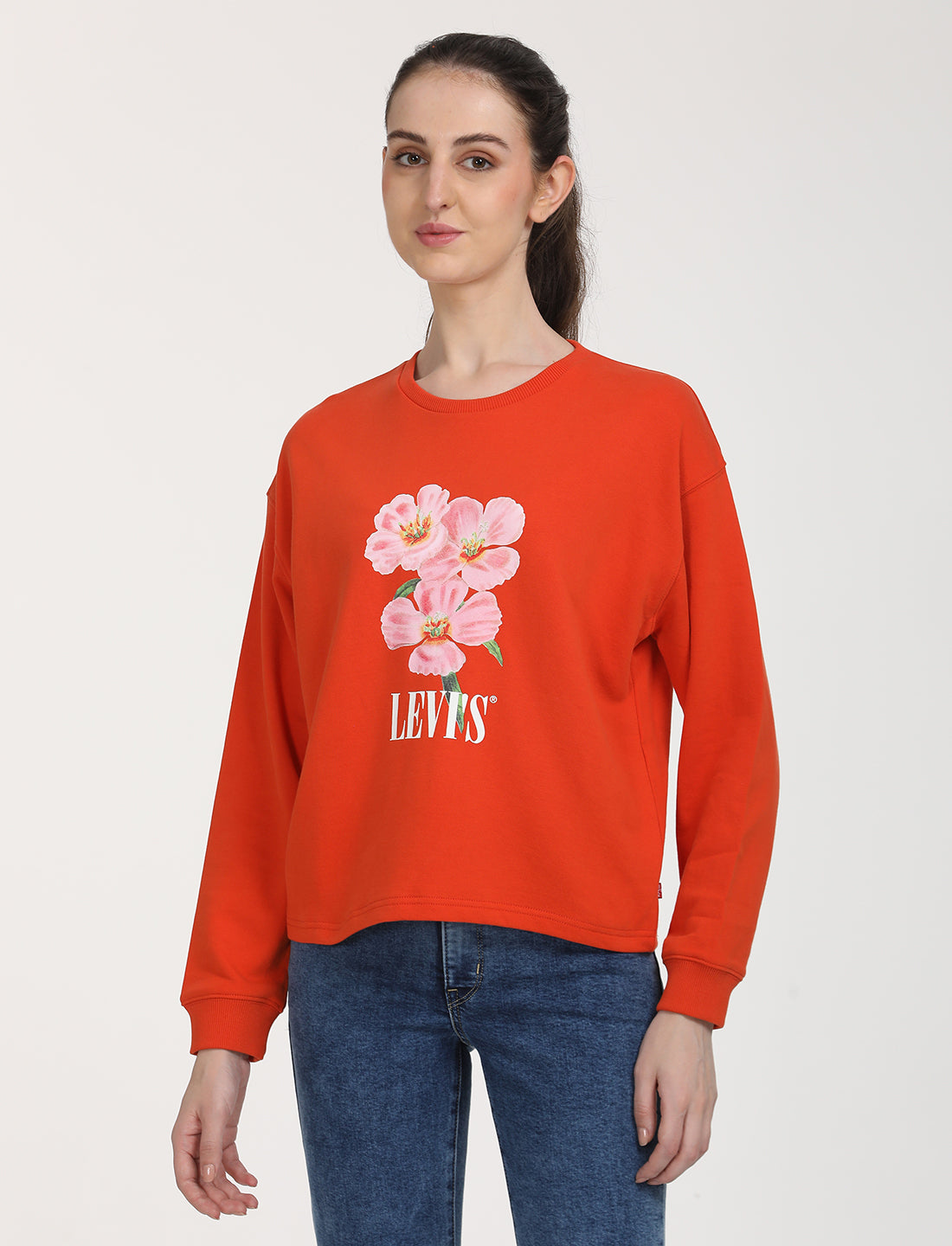 Women's Graphic Orange Crew Neck Sweatshirt