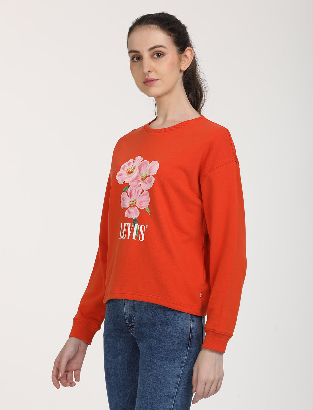 Women's Graphic Orange Crew Neck Sweatshirt