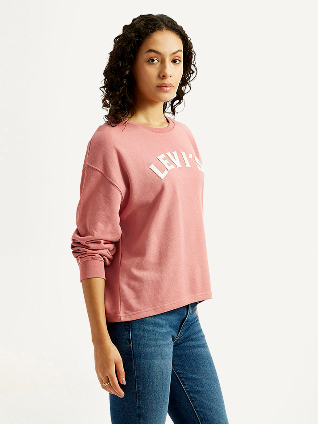 Women's Brand Logo Crew Neck Sweatshirt - Side View