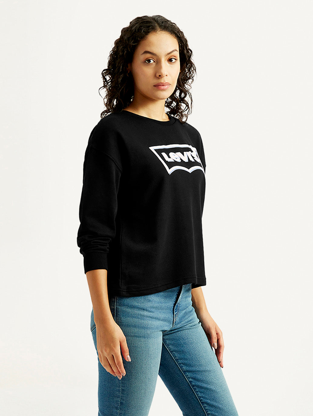 Women's Brand Logo Crew Neck Sweatshirt - Side View