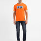 Men's Graphic Print Slim Fit T-shirt Orange
