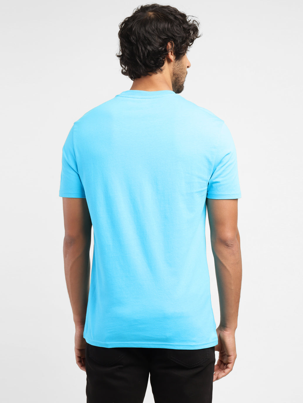 Men's Graphic Print Slim Fit T-shirt Blue