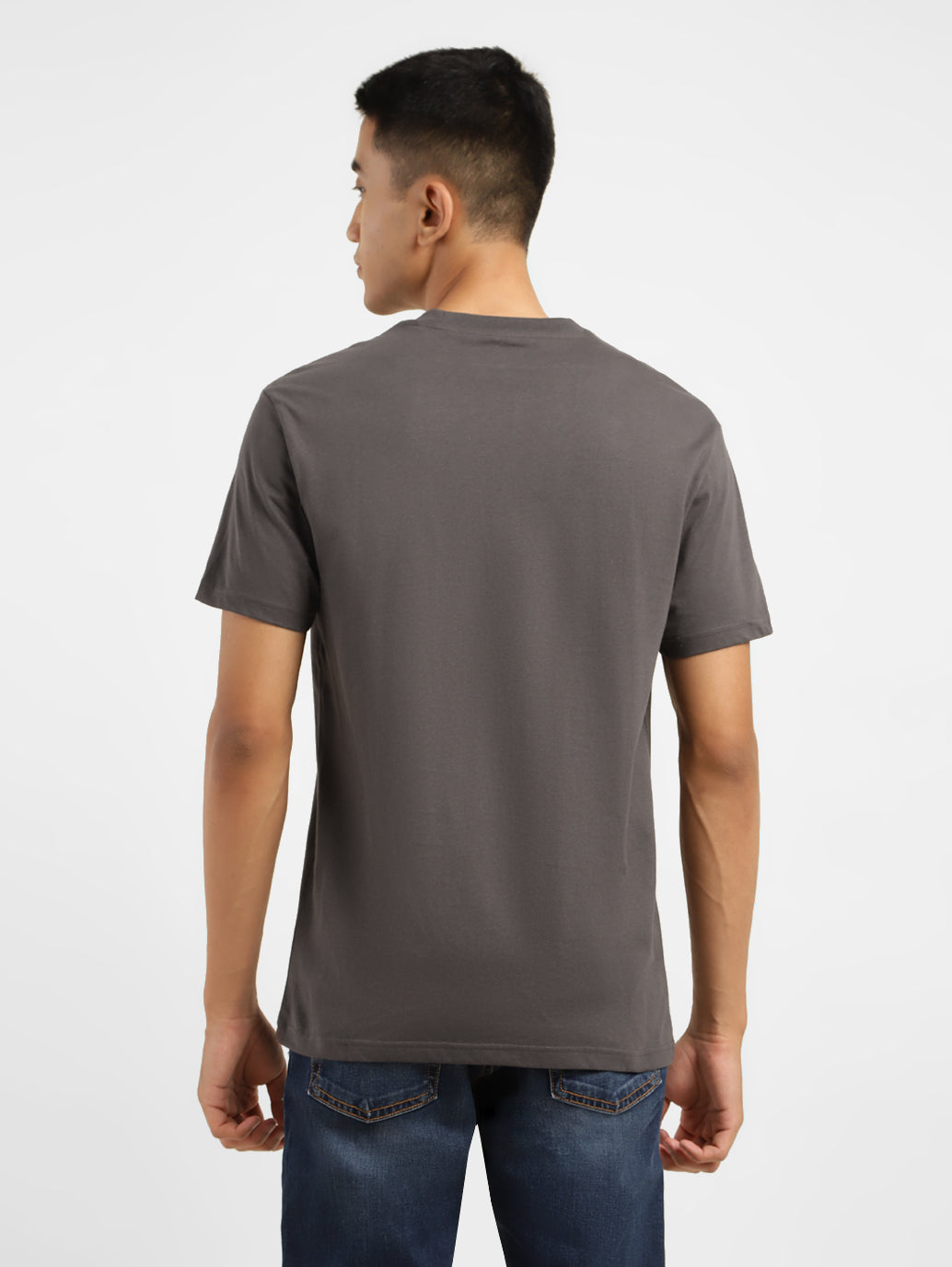 Men's Graphic Print Crew Neck T-shirt Grey