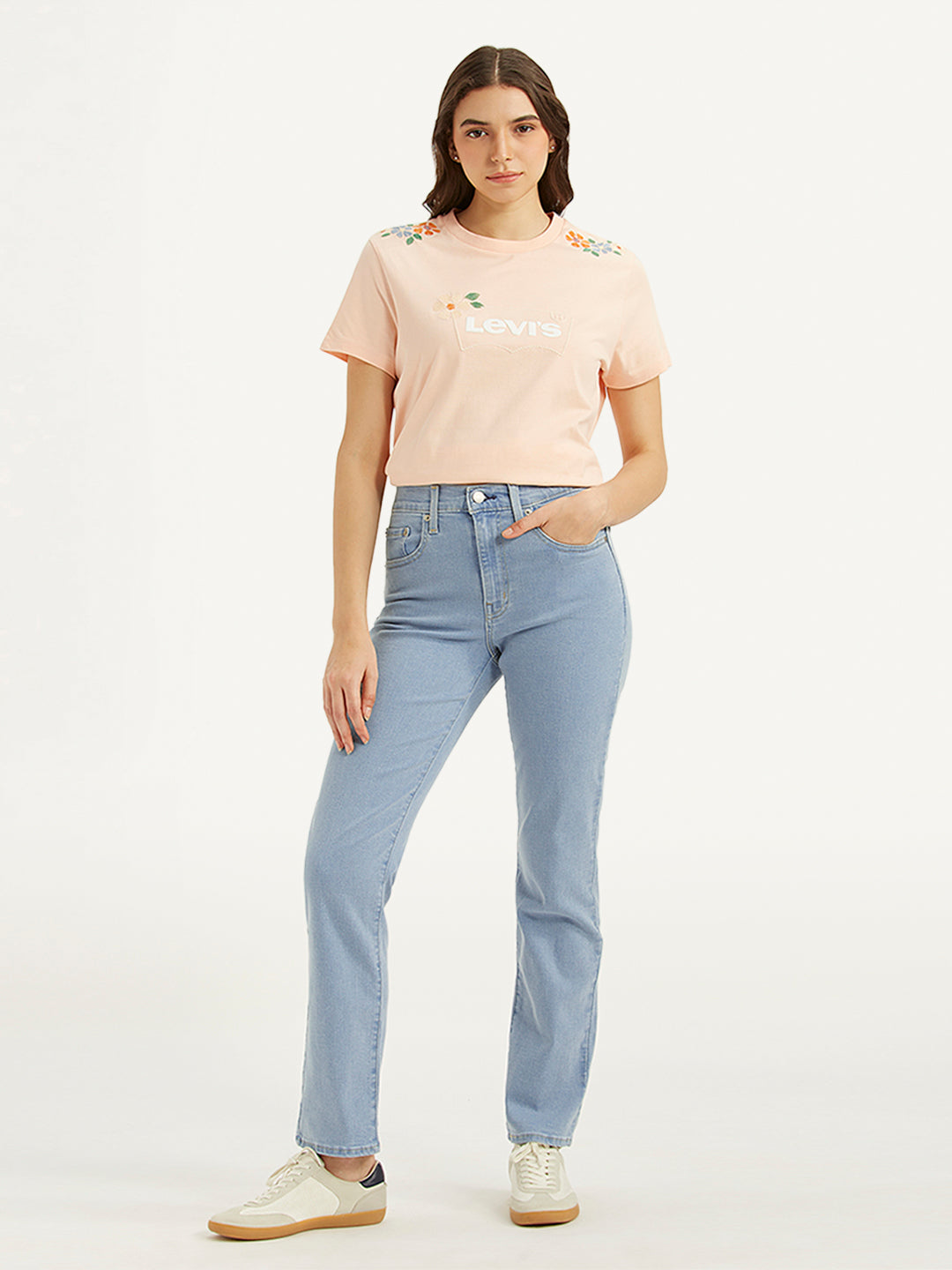 Women's 724 Light Blue Slim Straight Fit High Rise Jeans