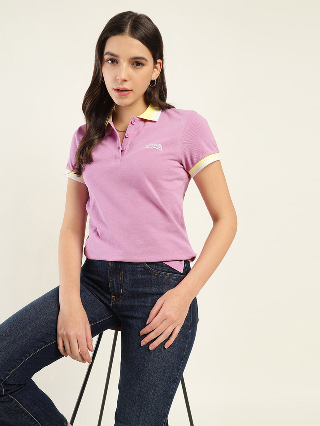 Women's Solid Polo T-Shirt