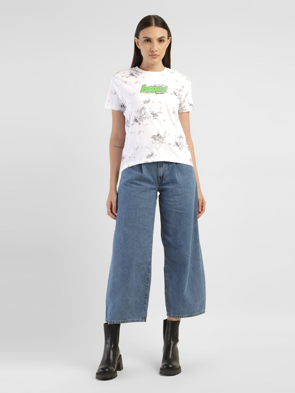 Women's Abstract Dyed Round Neck T-shirt