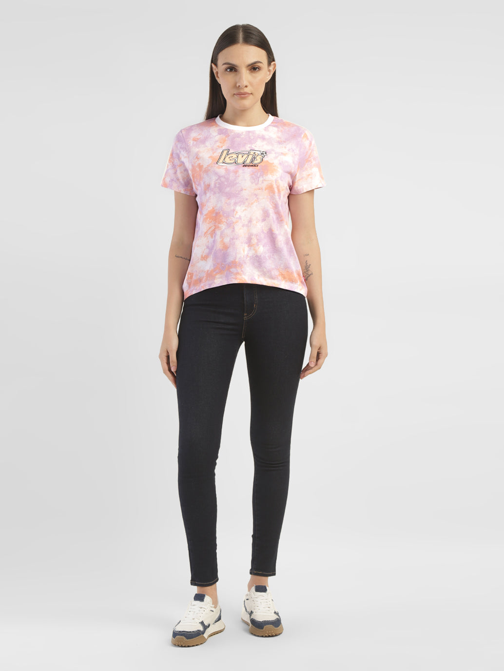 Women's Abstract Dyed Round Neck T-shirt