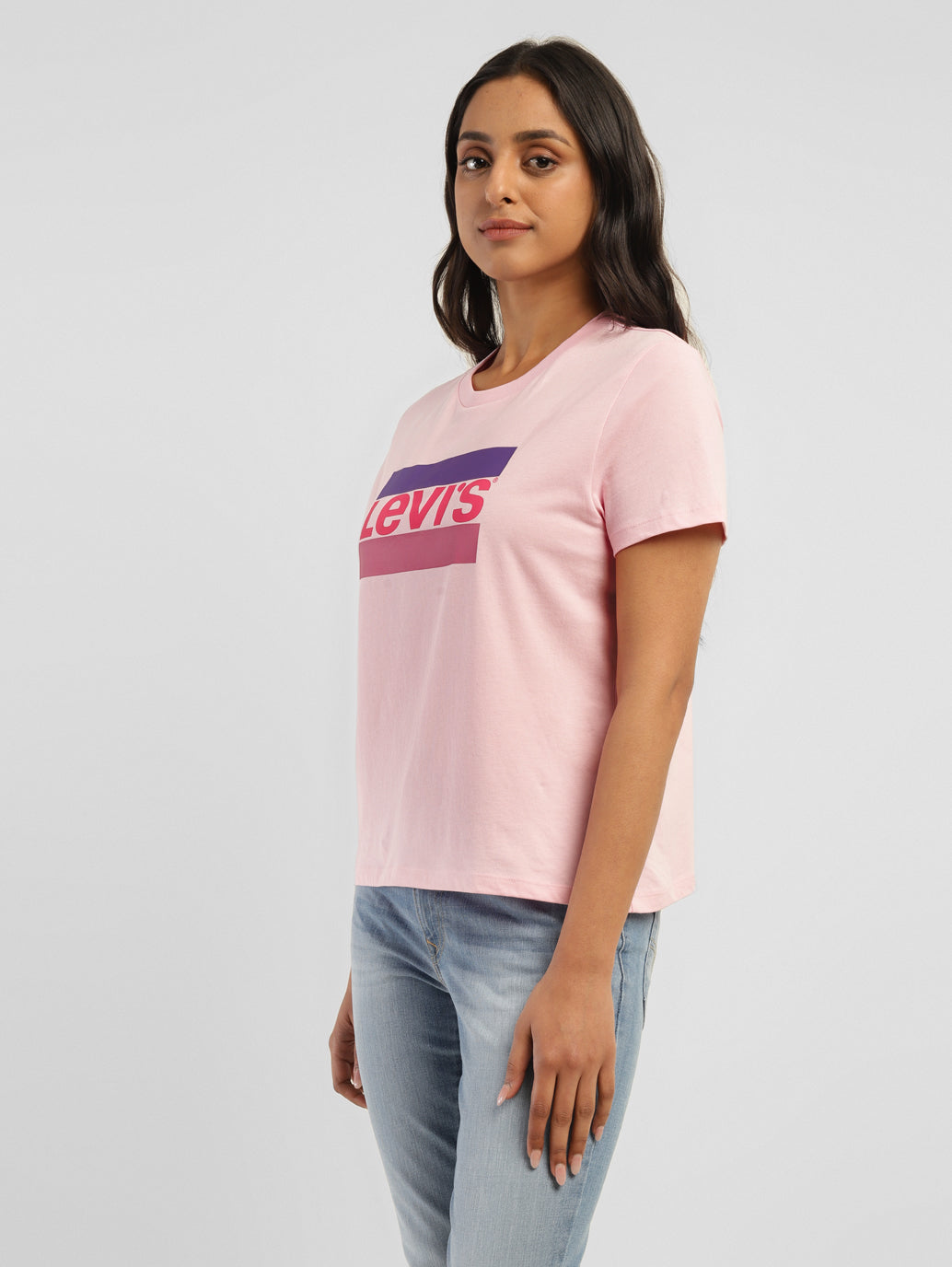 Women's Brand Logo Round Neck T-shirt