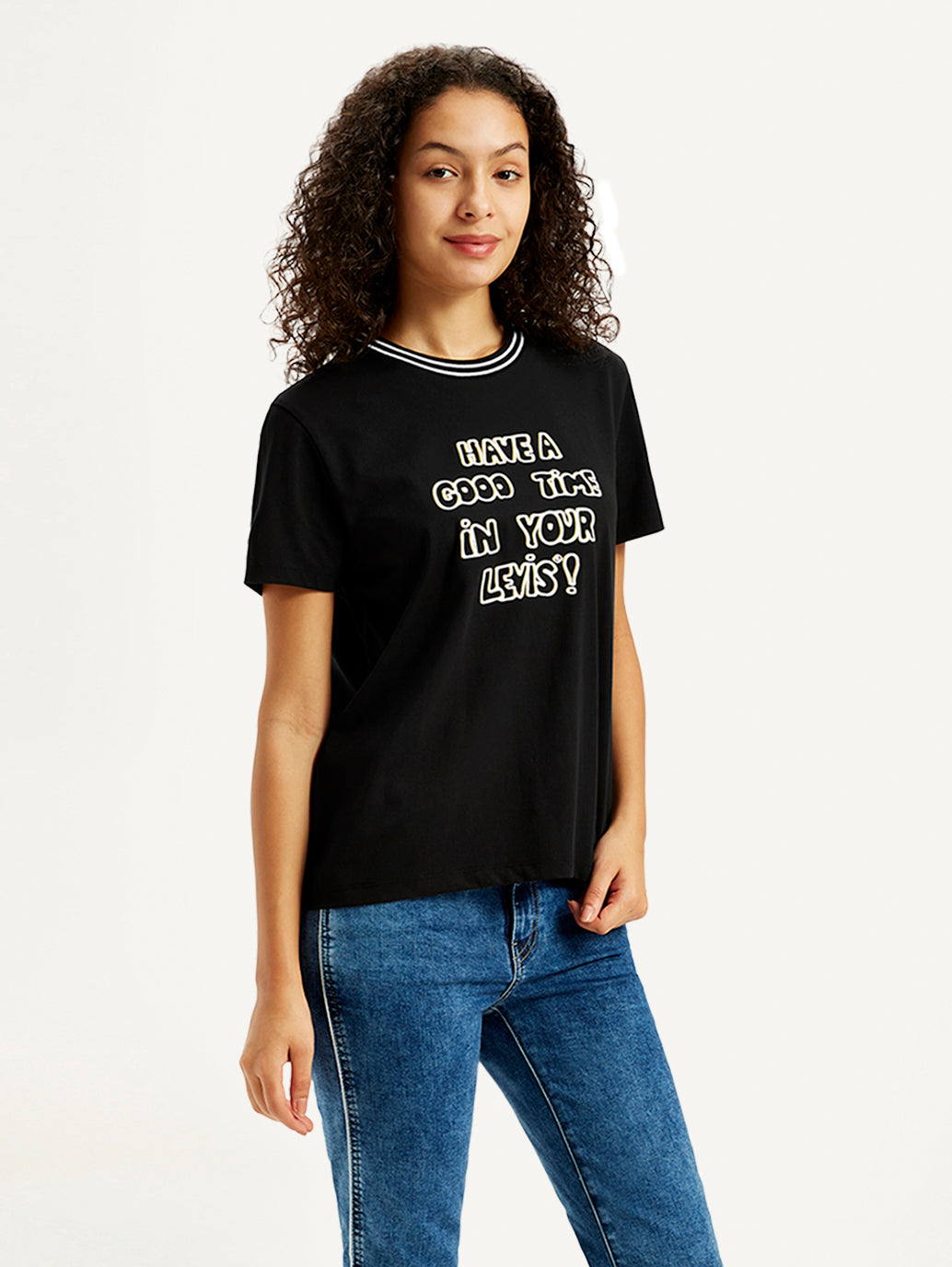 Women's Typographic Print Regular Fit T-Shirt