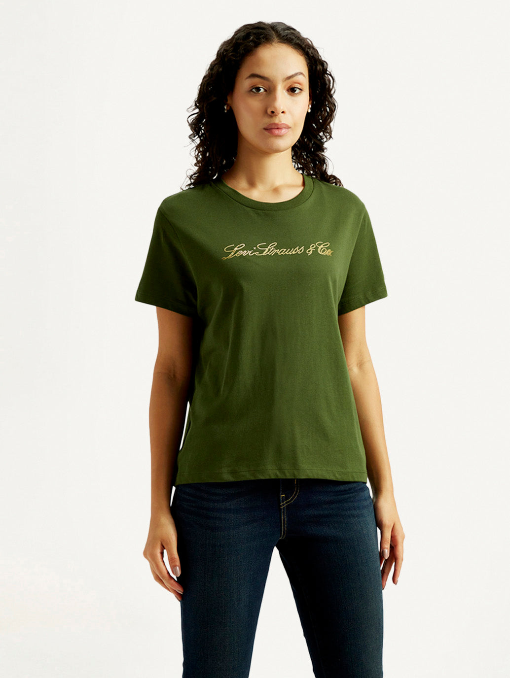 Women's Typography Crew Neck T-shirt - Front View