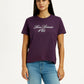Women's Typography Purple Crew Neck T-shirt - Styleshot View