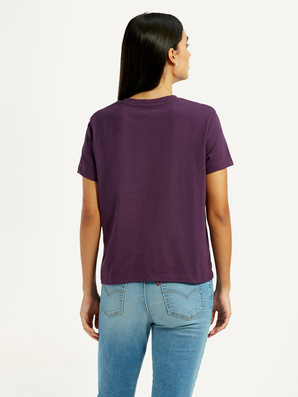 Women's Typography Purple Crew Neck T-shirt - Back View
