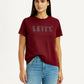 Women's Typographic Print Maroon Relaxed Fit T-shirt - Styleshot View