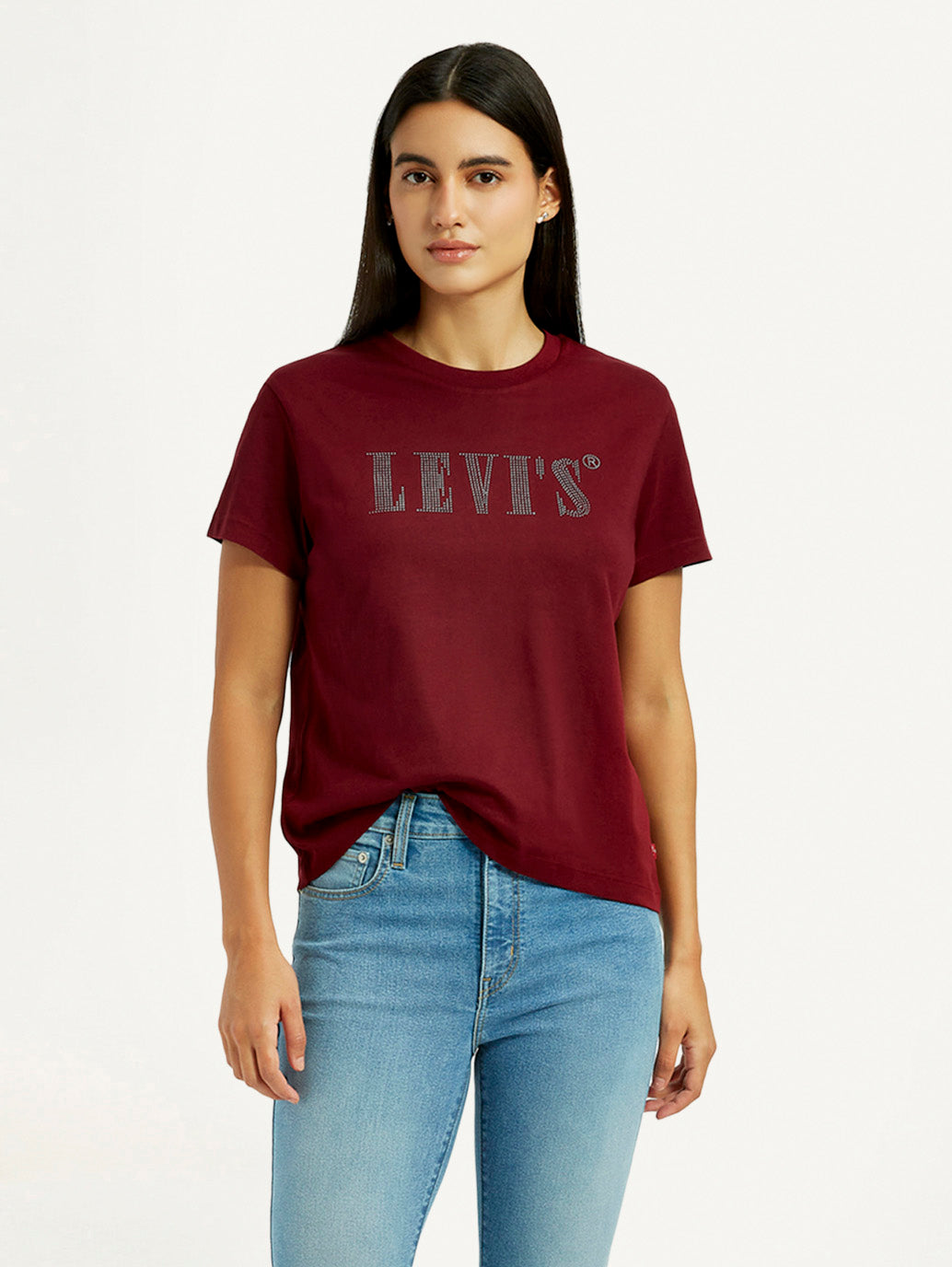 Women's Typographic Print Maroon Relaxed Fit T-shirt
