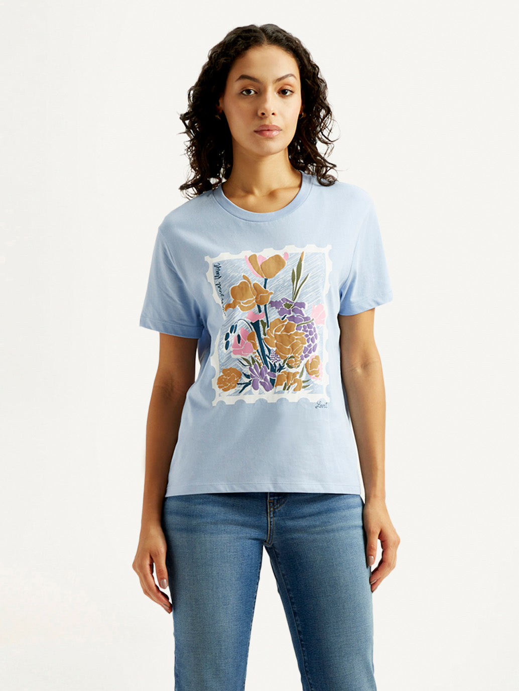 Women's Floral Relaxed Fit T-shirt - Front View