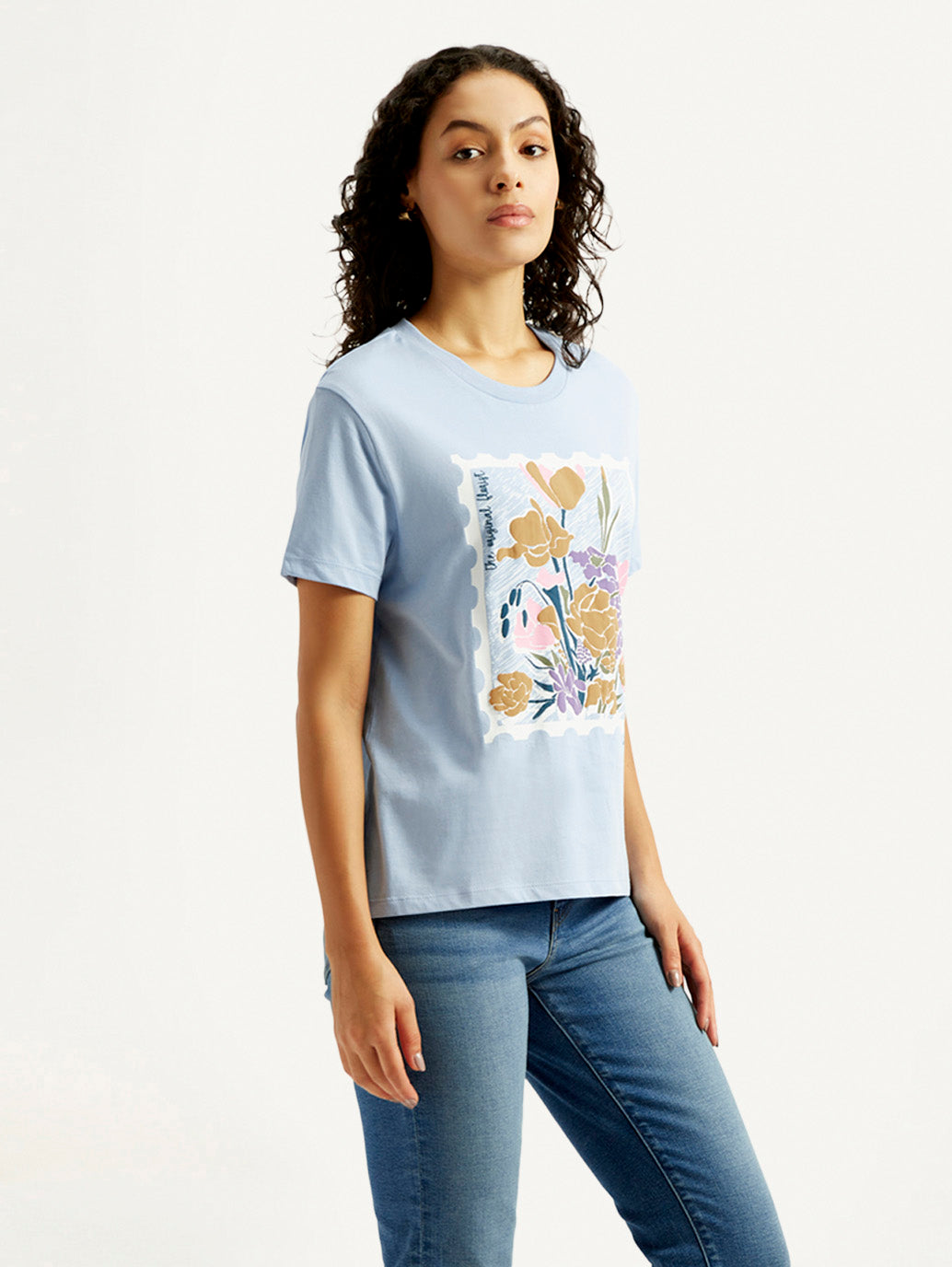 Women's Floral Relaxed Fit T-shirt - Side View