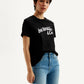 Women's Typography Black Crew Neck T-shirt - Styleshot View