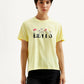 Women's Graphic Print Yellow Crew Neck T-Shirt - Front View